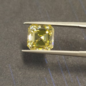 GIGAJEWE Natural Fancy Yellow  color Moissanite Stone Loose Gemstone Vivid Yellow Asscher Cut  Loose Gemstones Christmas Gifts