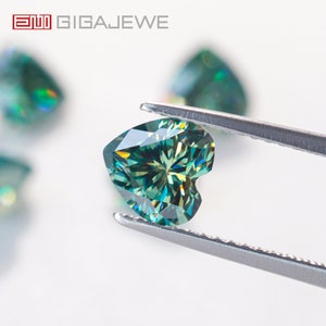 GIGAJEWE Herz geschnittener blauer grüner Moissanite-Stein, loser Moissanite, der Modeschmuck bildet