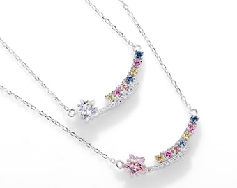 Moissanite Star Necklace: 925 Silver, 18K Gold Plated