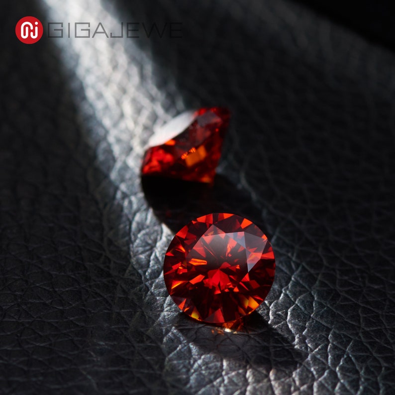 GIGAJEWE Red Color Round Cut VVS1 Moissanite Stone Loose Gemstone Synthetic Diamond For Jewelry Making image 3