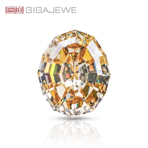 GIGAJEWE Gold color Moval Oval Step Cut 8*10mm 3.0ct Moissanite Loose VVS1 Synthetic gemstone t With Certificate For Jewelry Making