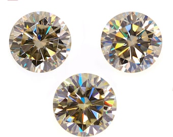 GIGAJEWE gelige losse moissanietsteen, rond geslepen 3,5 mm-8 mm, doe-sieraden