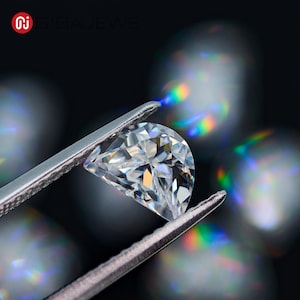 GIGAJEWE White D Color Half Moon Cut, 5*7mm 1.0ct Colorless Loose Moissanite, Baguette Shape Brilliant Gemstone For Jewelry Making