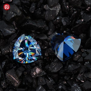 GIGAJEWE Natural Blue  Color Trillion Hand Cut Moissanite Stone  Loose Synthetic Diamond  Pass Diamond Test with Certificate