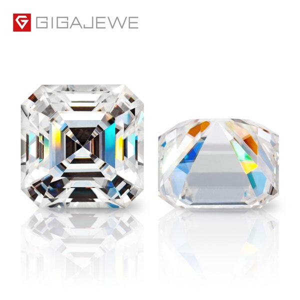 White D color VVS1 Asscher Cut Moissanite Loose GemStone  By Excellent Cut With Certificate for Jewelry Making