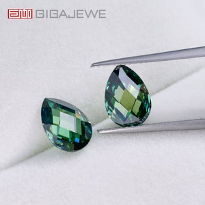 GIGAJEWE Green color VVS Pear Rose Cut Excellent Quality Moissanite Loose Gemstone With Certificate by Excellent Cut For Jewelry Making