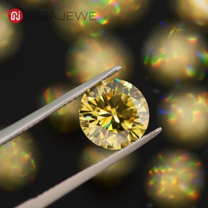 GIGAJEWE Nova Yellow Color Round Cut Moissanite Loose VVS1 Synthetic gemstone by Excellent Cut  For Jewelry Making