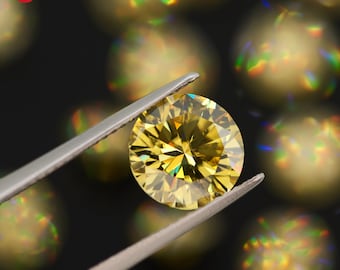 GIGAJEWE Nova Yellow Color Round Cut Moissanite Loose VVS1 Synthetic gemstone by Excellent Cut  For Jewelry Making