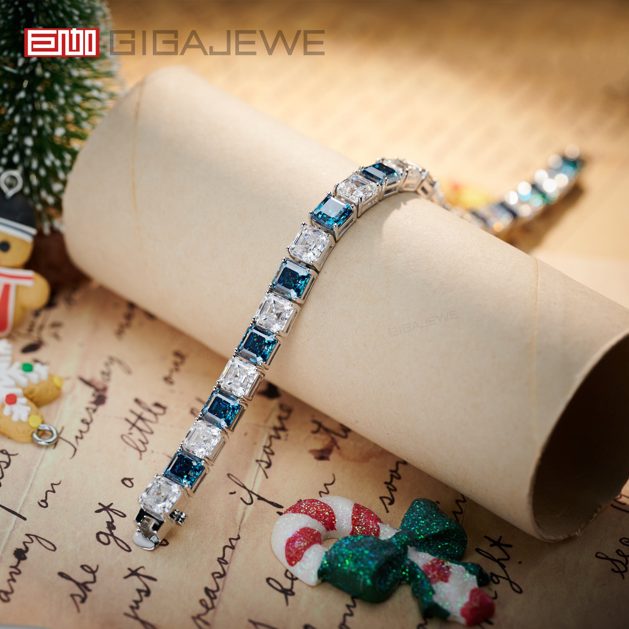 GIGAJEWE 9K/14K/18K 20-28CT ホワイトとブルーカラー モアッサナイト