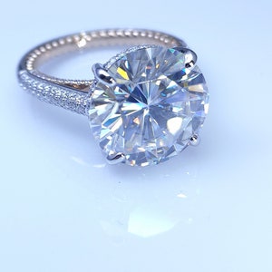 10Ct 14K White Gold Round  Cut D Color Moissanite With 3ct Side stone Set Wedding Rings Girlfriend Gift Anniversary Gift Free shipping