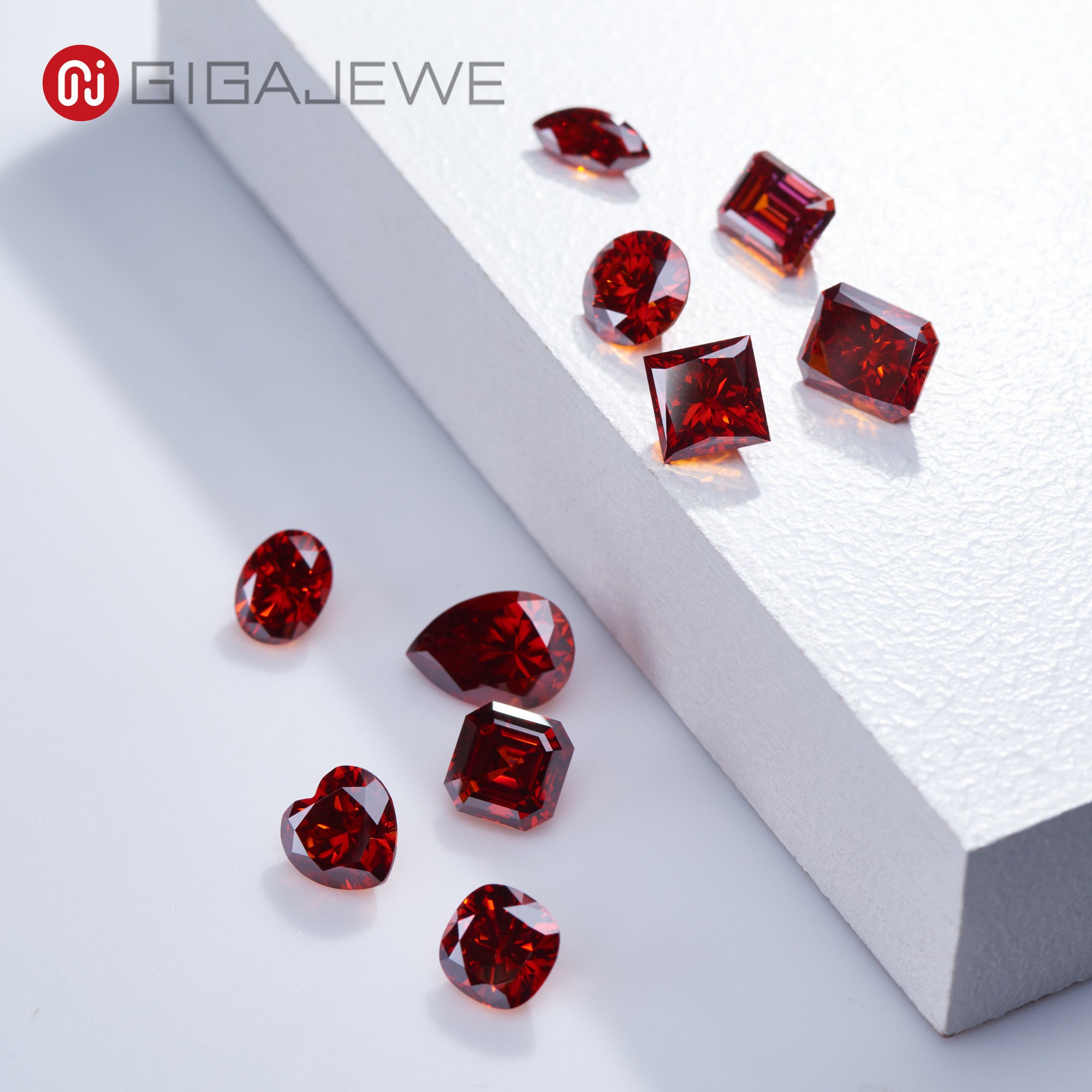 Red Radiant Cut Moissanite Stone, Loose Gemstone - Etsy