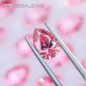 GIGAJEWE Sakura Roze Kleur Peer Moissaniet Losse VVS1 Synthetische edelsteen Uitstekend Geslepen Voor Sieraden Maken en Cadeau