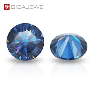 GIGAJEWE Natural Blue Color Round  Cut Moissanite Loose VVS1 Synthetic gemstone by Excellent Cut  For Jewelry Making and Gift