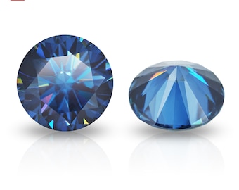 GIGAJEWE Blau Moissanite Edelstein, Rundschliff VVS1, 1-3ct Einzelstein