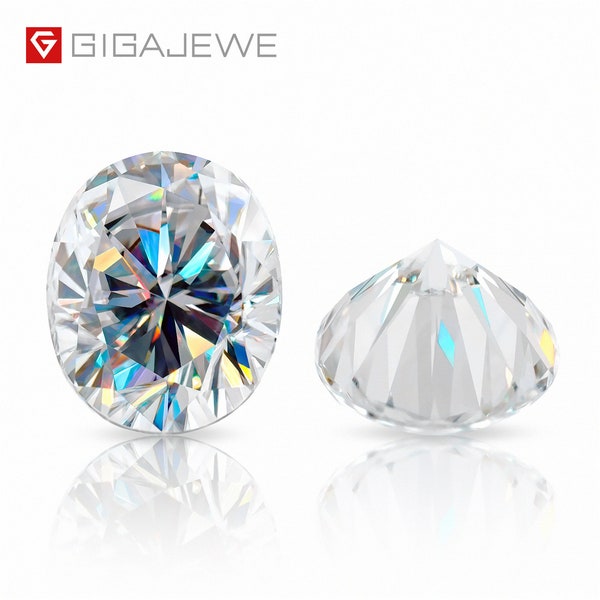 GIGAJEWE White D color Oval Cut  Moissanite Loose VVS1 Synthetic gemstone by Excellent Cut With Certificate For Jewelry Making and Gift