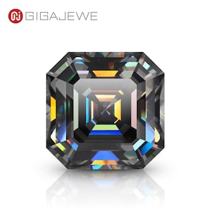 Gray color VVS1 Best Manual  Cut Asscher  Moissanite Loose GemStone  By Excellent Cut With Certificate,Jewelry Making
