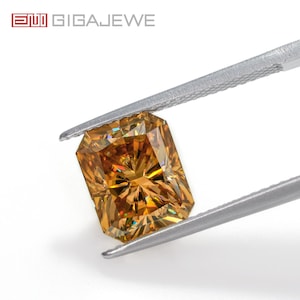 Gold color Big Size Radiant Cut Moissanite Loose GemStone By Excellent Cut for Jewelry Making