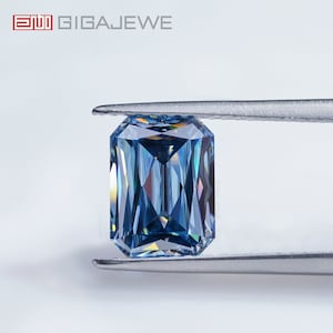 GIGAJEWE Natural Blue color 7*9mm 3.0ct Criss Cut Moissanite Loose Gemstone By Excellent Cut Jewelry Accessries
