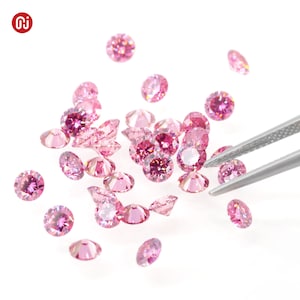 GIGAJEWE Pink Round Cut VVS1 Moissanite Stone Mini Stone Loose Gemstone Synthetic Diamond with Certificate Christmas Gifts,Jewelry Making