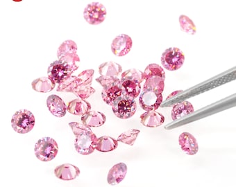 GIGAJEWE Pink Round Cut VVS1 Moissanite Stone Mini Stone Loose Gemstone Synthetic Diamond with Certificate Christmas Gifts,Jewelry Making