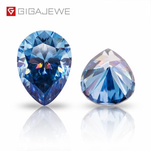 GIGAJEWE Natural Vivid Blue Color Uncoated Color Pear Cut Moissanite Loose VVS1 Synthetic gemstone by Excellent Cut For Jewelry Making