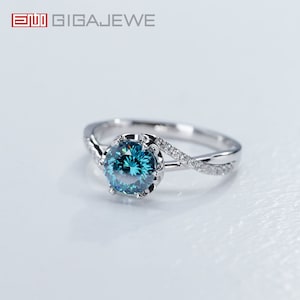 GIGAJEWE 9K/14K/18K 6.5mm 1ct Portuguese cut White Gold Blue Color Moissanite  Wedding Bands Women Gift Anniversary Bands