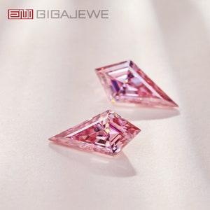 GIGAJEWE Pink Moissanite Manual cut Kite shape Gemstone Loose Brilliant Stone  By Excellent Cut For Jewelry Making