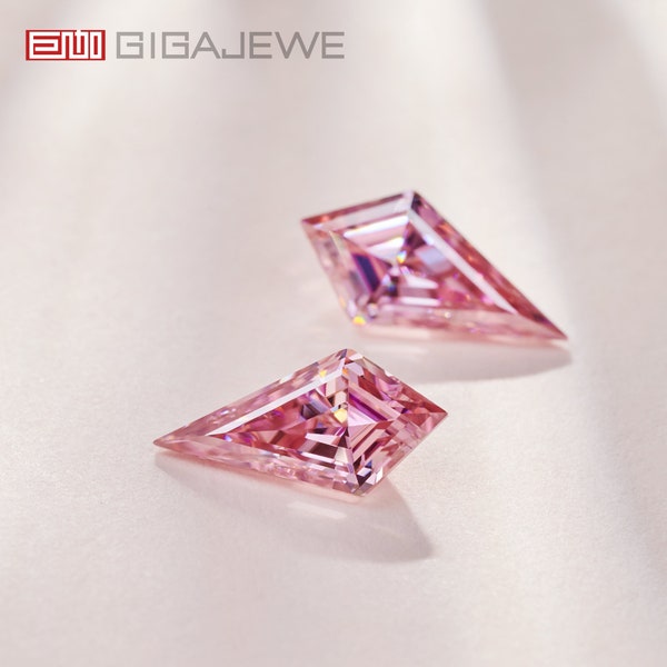 GIGAJEWE Sakura Pink Moissanite Manual cut Kite shape Gemstone Loose Brilliant Stone  By Excellent Cut For Jewelry Making