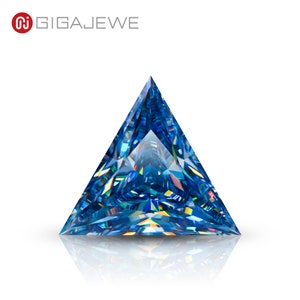 GIGAJEWE Natural  Best Manual cut Blue color Test positive  Triangle Cut  moissanites loose stone for Jewelry Making