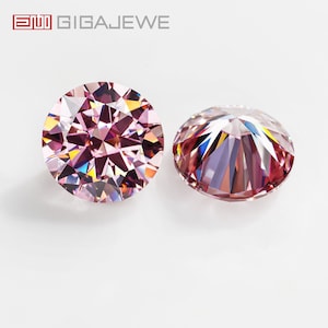 GIGAJEWE Sakura Pink  8 Hearts 8 Arrows  Round Cut VVS1 Moissanite Stone Loose Gemstone with Certificate Christmas Gifts