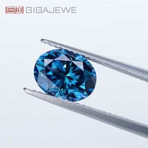 GIGAJEWE  Nova Blue Color Oval Cut Moissanite Loose VVS1 Synthetic gemstone by Excellent Cut  For Jewelry Making and Gift