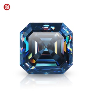 GIGAJEWE Natural Dark Blue color VVS1 Asscher Hand Cut Moissanite Loose GemStone  By Excellent Cut With Certificate for Jewelry Making
