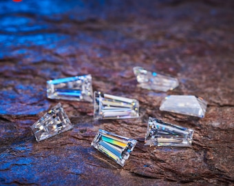 White D Color Baguette Cut, Colorless Loose Moissanite, Baguette Shape Brilliant Gemstone For Jewelry Making