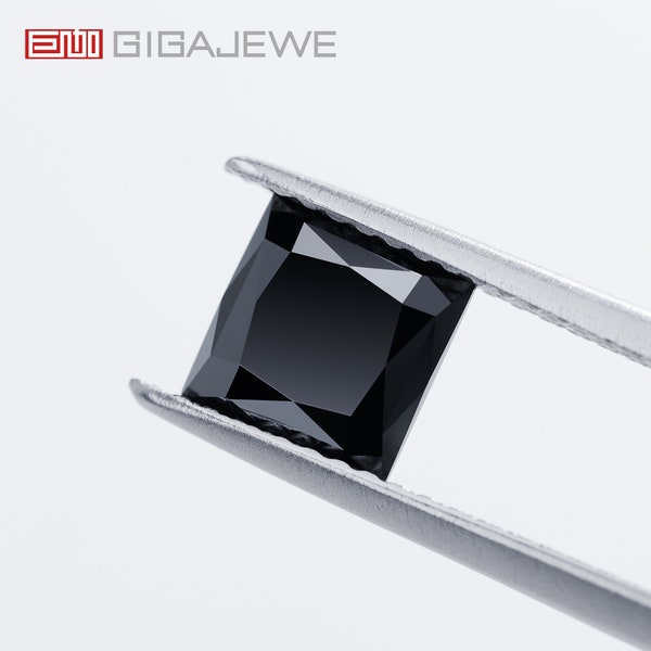 GIGAJEWE Black  color VVS Princess Cut Excellent Quality Moissanite Loose Gemstone With Certificate by Excellent Cut  For Jewelry Making