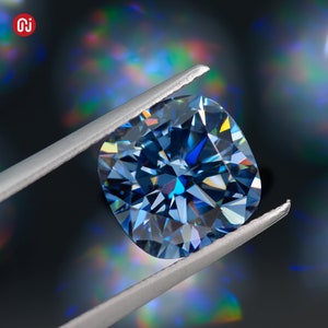 GIGAJEWE Natural Blue Color Cushion Cut Moissanite Loose VVS1 Synthetic gemstone by Excellent Cut For Jewelry Making and Gift