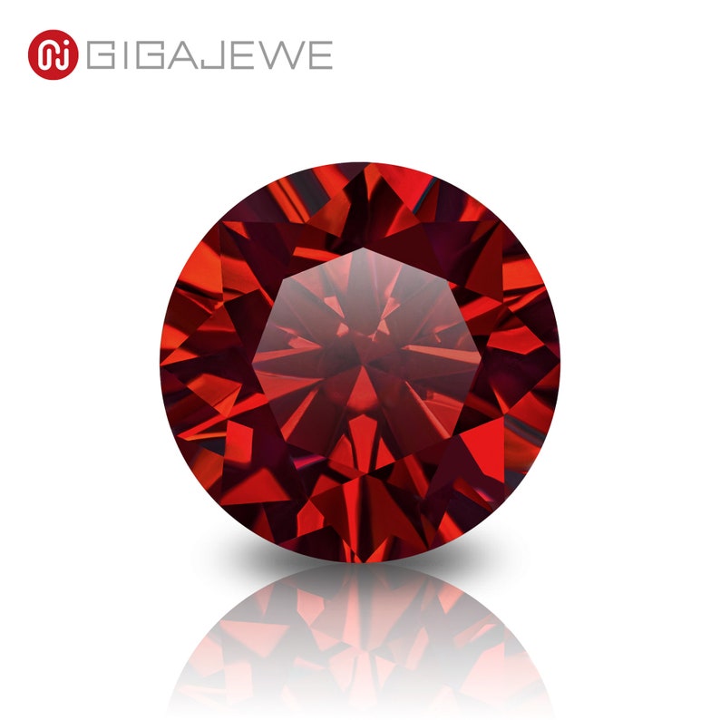 GIGAJEWE Red Color Round Cut VVS1 Moissanite Stone Loose Gemstone Synthetic Diamond For Jewelry Making image 10