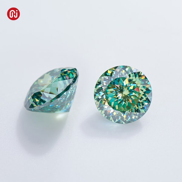 GIGAJEWE Cyan color Portuguese Cut  Moissanite Stone Loose Gemstone Pass Diamond test with  Excellent cut