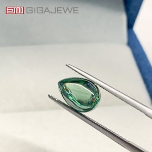 GIGAJEWE Moissanite Blue Green Cyan Color Half Pear Stone Moissanite loose stone Hardness stone for Jewelry Making