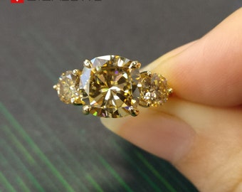 4.5ct Yellow Cushion Cut Moissanite 9K/14K/18K Yellow Gold Ring,  Engagement Ring, Anniversary Gift,Girlfriend gift,Christmas Gifts
