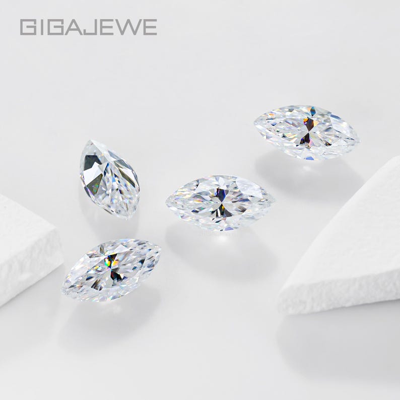 GIGAJEWE White D color Moissanite Marquise Cut Gemstone Loose Brilliant Stone With Certificate By Excellent Cut For Jewelry Making image 5