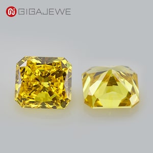 GIGAJEWE 1ct Loose Diamond HPHT Yellow polished diamonds lab grown Radiant  brilliant cut