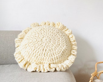 Crochet pattern round pillow - German instructions for crochet pillows with ruffles as PDF