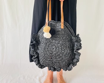 DIY instructions crochet bag bast - German crochet pattern for a large beach bag made of raffia - crochet a summer bag