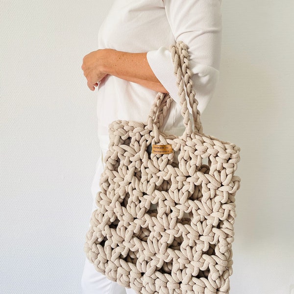 CROCHET INSTRUCTIONS net bag - German instructions crochet bag shopping net made of cord and textile yarn