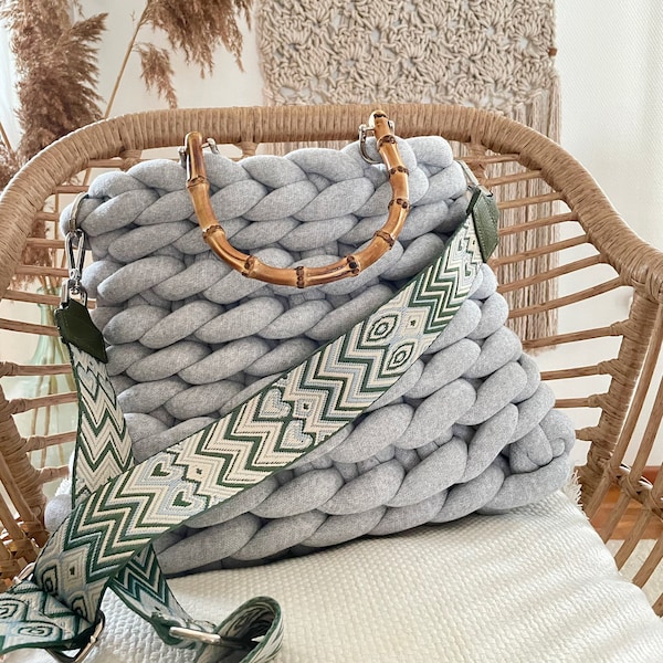 CROCHET PATTERN German Chunky knit bag - German pattern CROCHET BAG made from tubular yarn