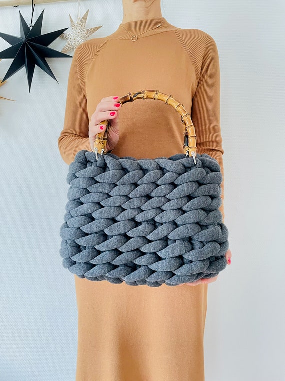 Crochet pattern Chunky Knitted Bag / Häkelanleitung Grobstricktasche PDF-Download