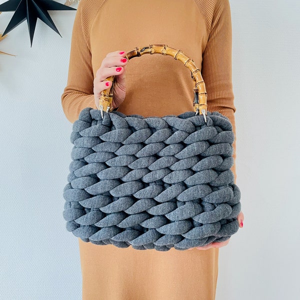 Crochet pattern Chunky Knitted Bag