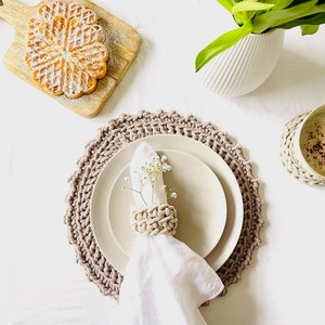 Crochet pattern in German for a round placemat / placemat & coaster - DIY idea for table decoration