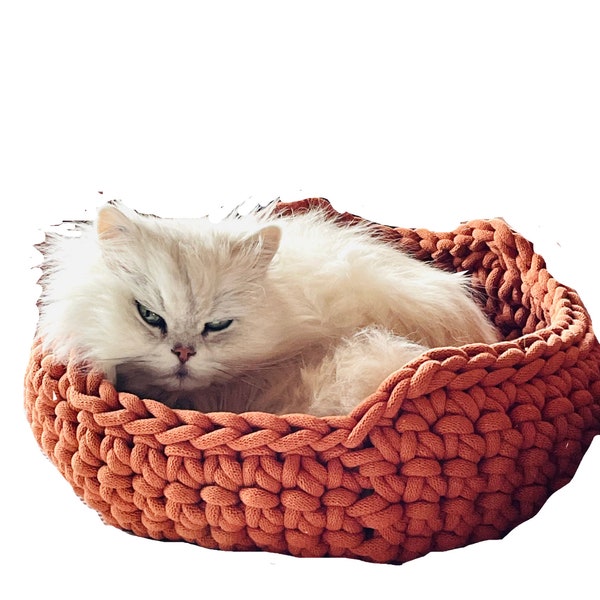 Crochet pattern for large cat basket / dog basket - German pattern for cat bed and animal bed