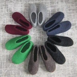 Slippers house socks felt slippers felt socks - all sizes 28 - 48 light gray anthracite brown blue green red wine red